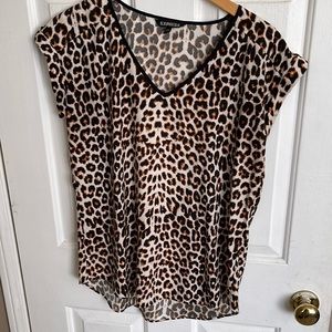 Leopard Print Express Blouse Tee